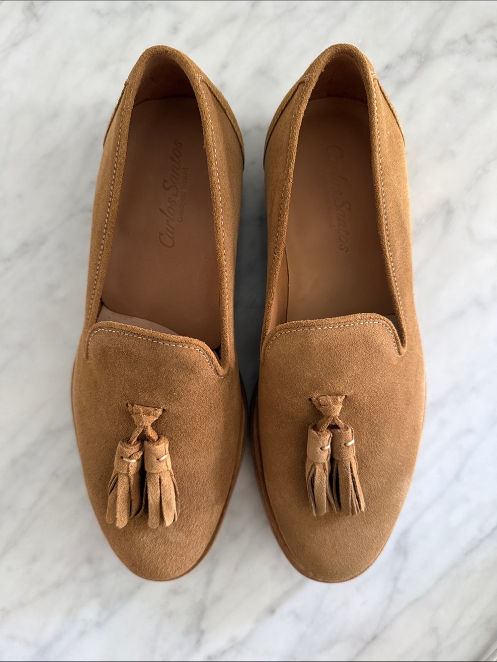 Tan Suede Tassel Loafers for Women